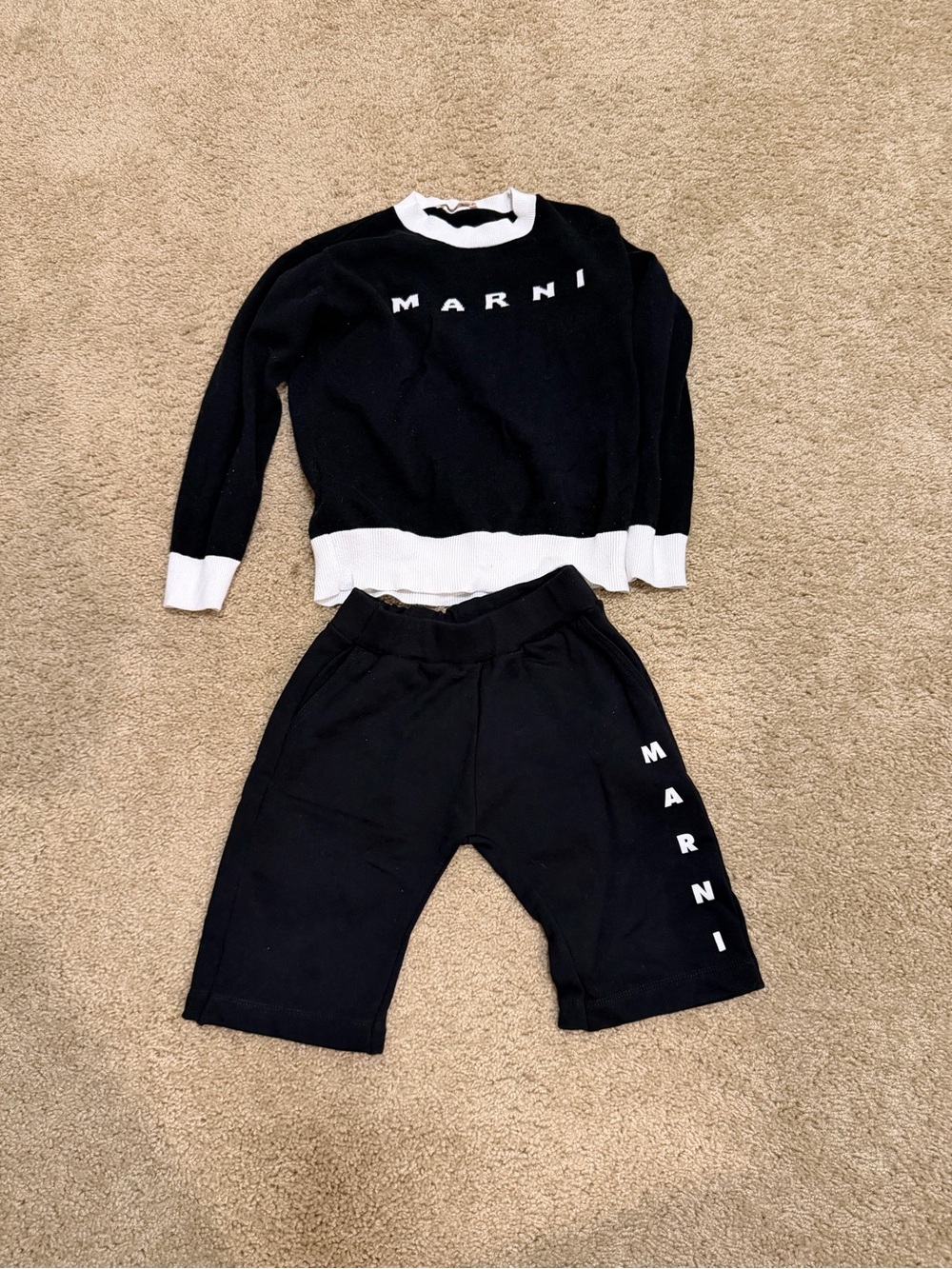 Marni Black and White Logo Knit Sweater with Shorts
